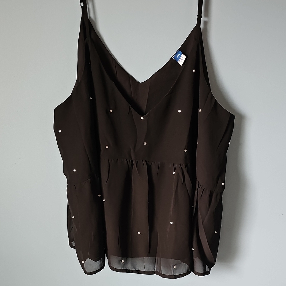 Old Navy Black Embellished Peplum Cami Size XXL